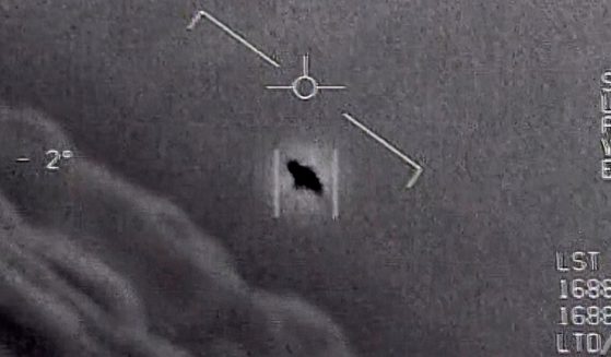 In a video provided by the Department of Defense labeled Gimbal, from 2015, an unexplained object is seen at center as it is tracked as it soars high along the clouds, traveling against the wind.