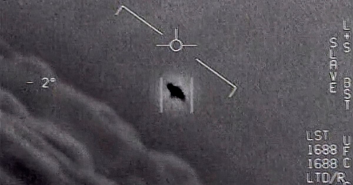 In a video provided by the Department of Defense labeled Gimbal, from 2015, an unexplained object is seen at center as it is tracked as it soars high along the clouds, traveling against the wind.