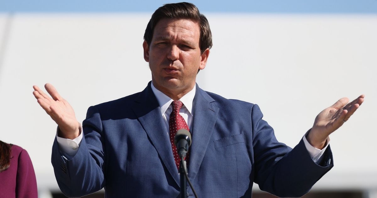 Florida Governor Ron DeSantis speaks during a press conference about the opening of a COVID-19 vaccination site at the Hard Rock Stadium on Jan. 06, in Miami Gardens, Florida.