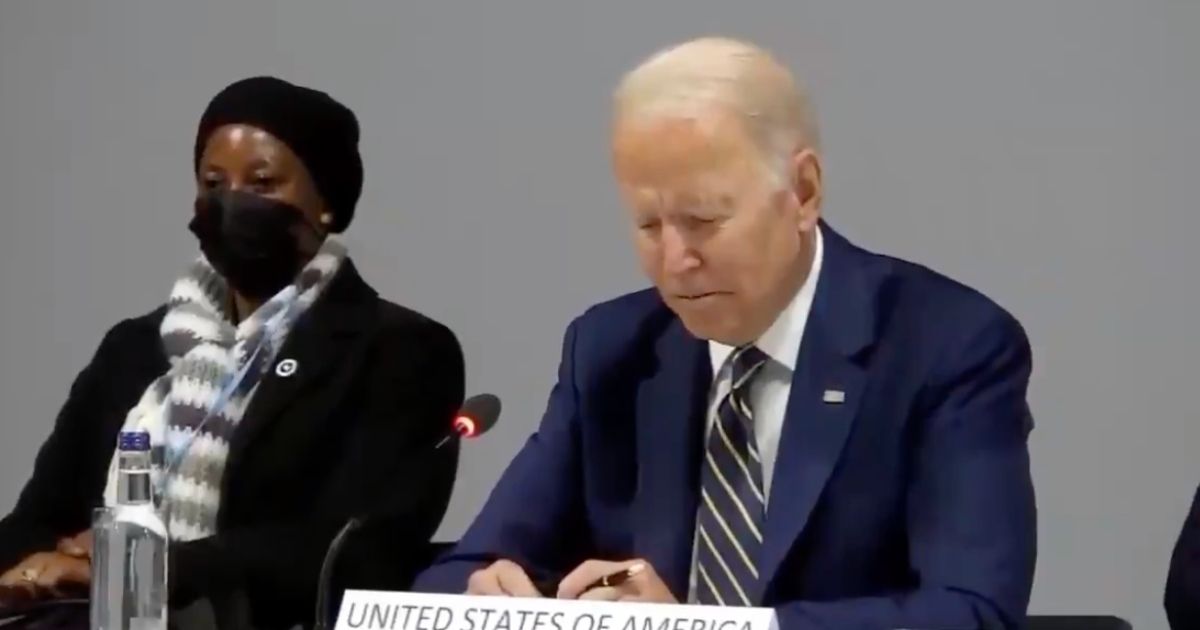 President Joe Biden speaks at COP26 in Scotland on Monday.
