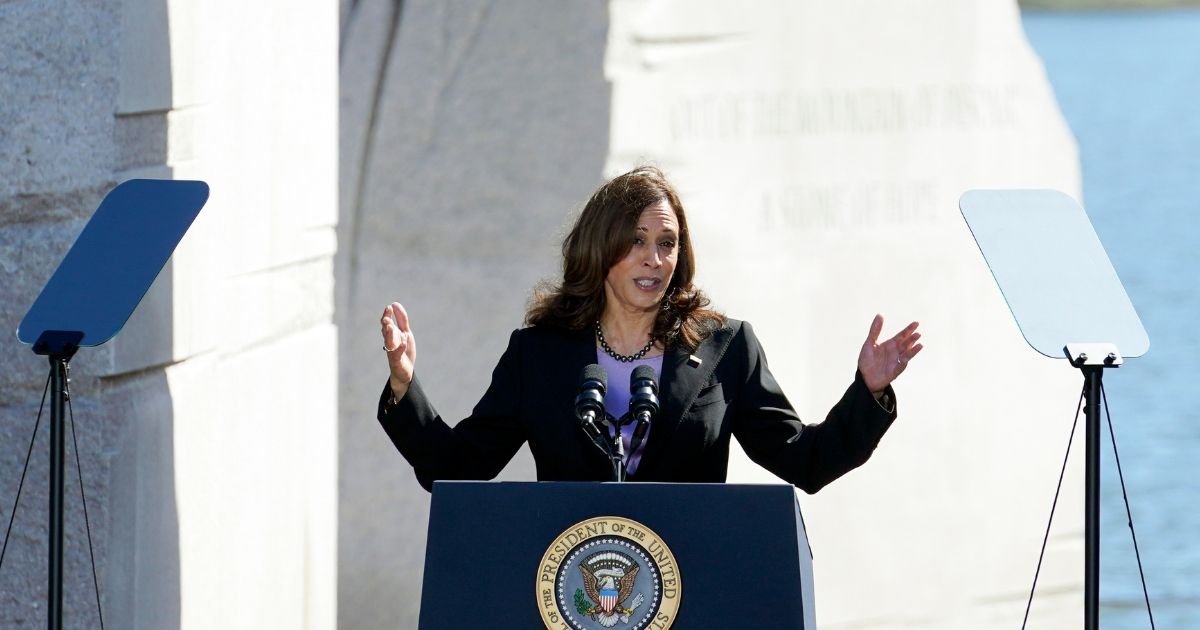 Vice President Kamala Harris speaks last week during an event marking the 10th anniversary of the dedication of the Martin Luther King Jr. Memorial.
