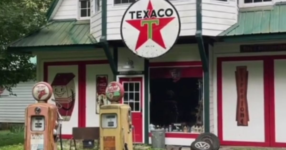 A well-kept gas station with a vintage look is featured in a video shot by a 15-year-old girl in Tennessee.