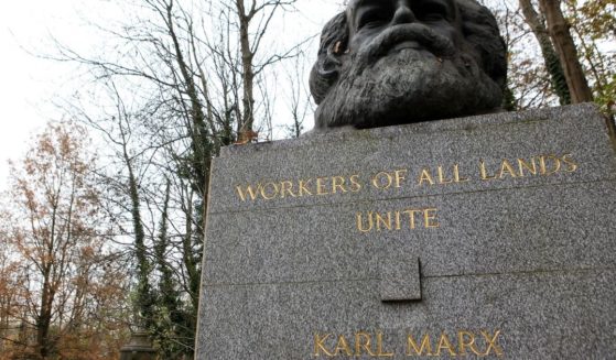 Karl Marx’s grave stands at Highgate Cemetery in London, England, on Nov. 12, 2012.