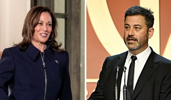 Vice President Kamala Harris, left; and ABC's Jimmy Kimmel, right.