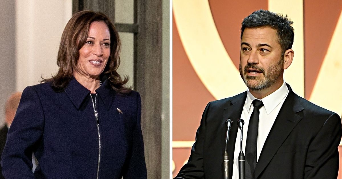Vice President Kamala Harris, left; and ABC's Jimmy Kimmel, right.