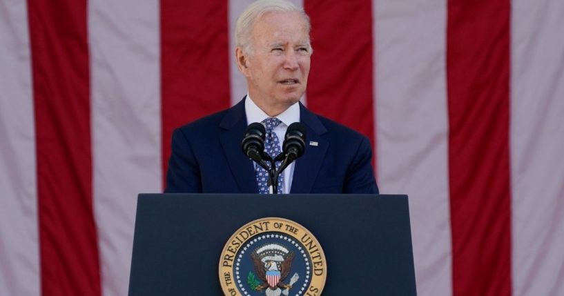 President Joe Biden speaks during an event to commemorate Veterans Day at Arlington National Cemetery on Nov. 11, 2021, in Arlington, Va.