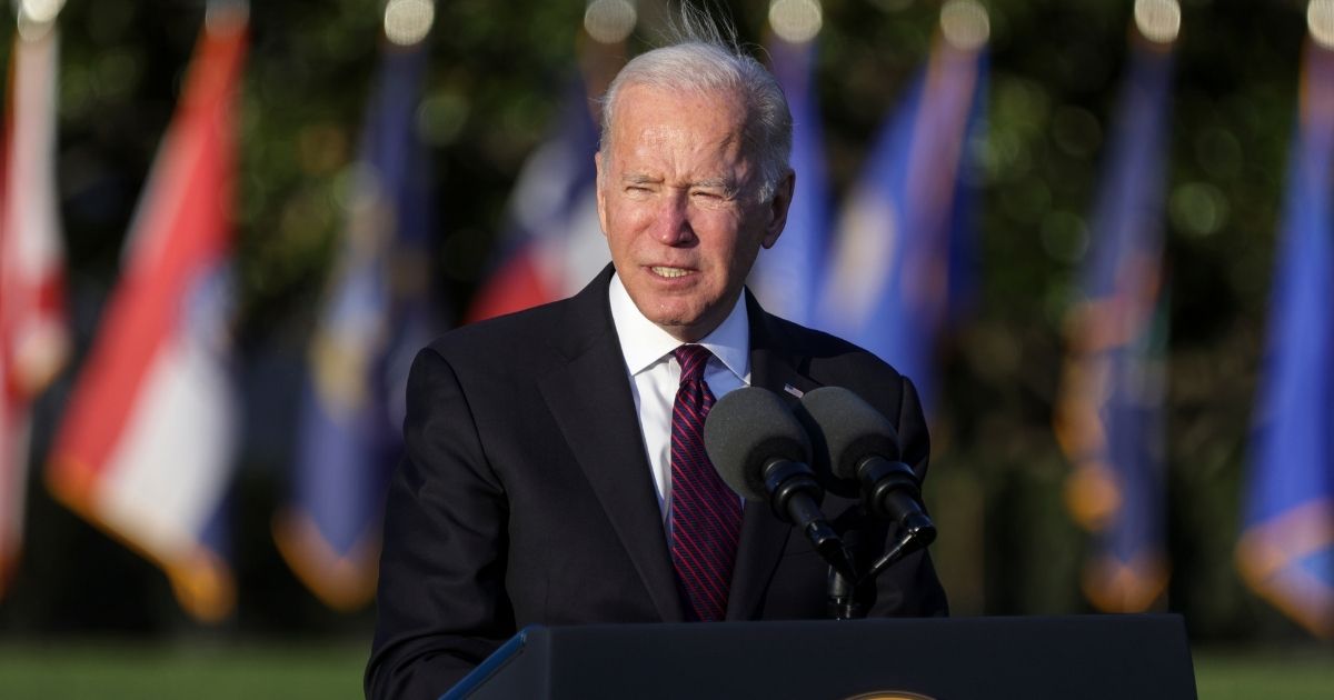 President Joe Biden is seen at Monday's signing ceremony for the $1.2 trillion infrastructure bill.