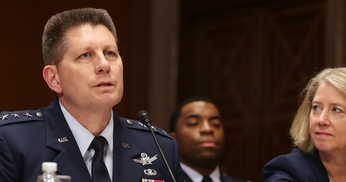 Then-U.S. Air Force Space Command Vice Commander Lt. Gen. David Thompson testifies before a Senate subcommittee in 2019.