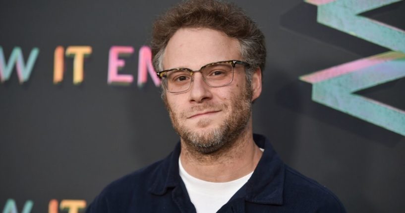 Seth Rogen arrives at the Los Angeles premiere of 'How It Ends' at NeueHouse Hollywood on July 15, 2021.