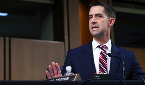 GOP Sen. Tom Cotton of Arkansas, pictured here in September speaking during a Senate Judiciary Committee hearing to examine Texas' abortion law, says the Biden administration should mount 'a complete and total boycott of the Beijing Winter Olympics.'