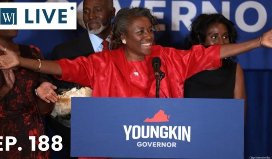 Virginia Republican candidate for lieutenant governor Winsome Sears takes the stage with her family during an election night rally at the Westfields Marriott Washington Dulles on Tuesday in Chantilly, Virginia.