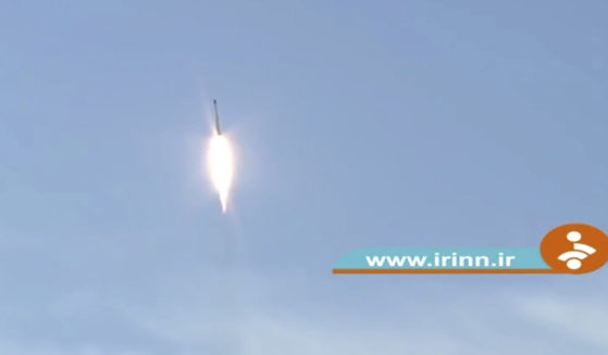 Iran announced Thursday it launched a satellite carrier rocket, seen here in an image taken from video footage aired by Iranian state television.