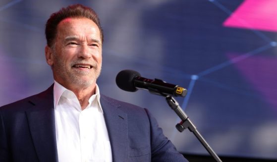 Arnold Schwarzenegger speaks in his keynote presentation during the Digital X event on Sept. 7 in Cologne, Germany.