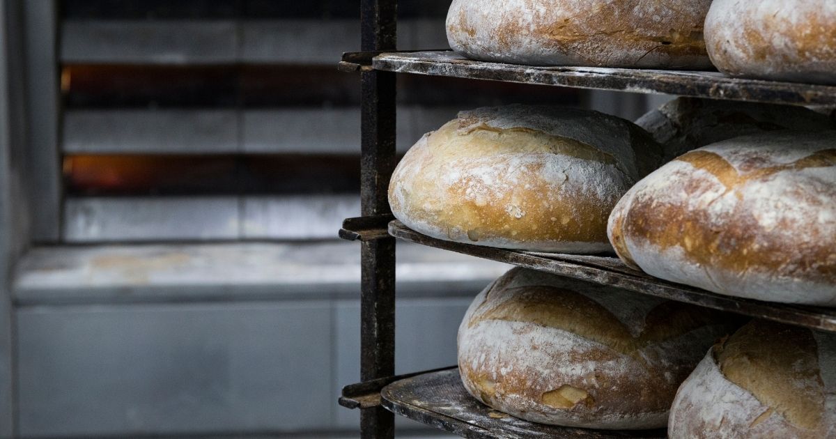 This stock image shows loaves of bread on a bakery shelf. The Broken Heart Bakery in Albany, Georgia, decided to give back to the community after nearly closing its doors.
