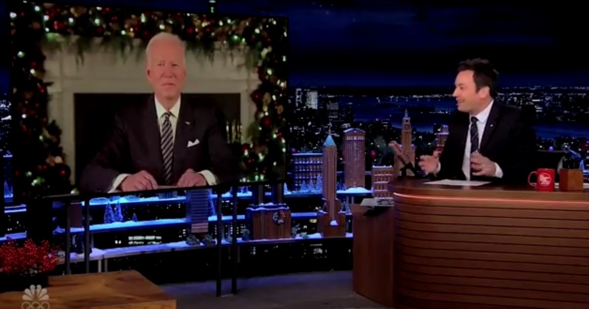 President Joe Biden made a virtual appearance on Jimmy Fallon's "Tonight Show" Friday, but he drew a lot of viewer attention for something he did after he was through speaking.