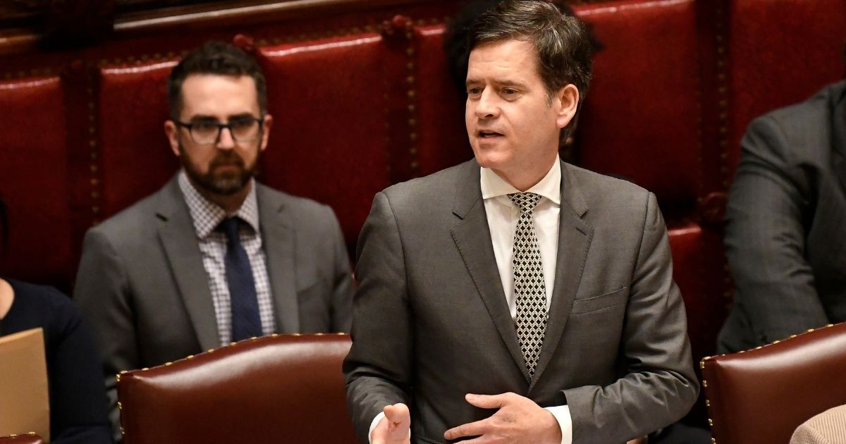 New York state Sen. Brad Hoylman, a Democrat representing Manhattan, is seen in a file photo from June 2019. Hoylman has introduced legislation to punish social media giants for allowing such offenses as "vaccine misinformation."