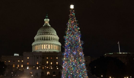 The 2021 Capitol Christmas tree is lit on the West Lawn during a ceremony on Dec. 1.