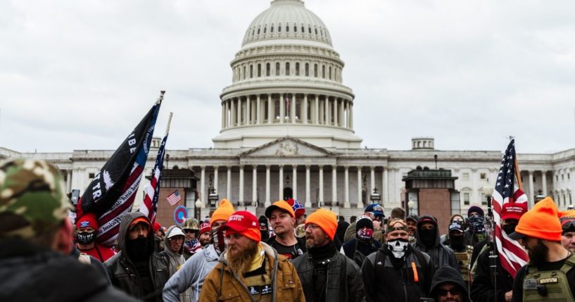 Pro-Trump protesters gather in front of the U.S. Capitol Building on Jan. 6 in Washington, D.C.