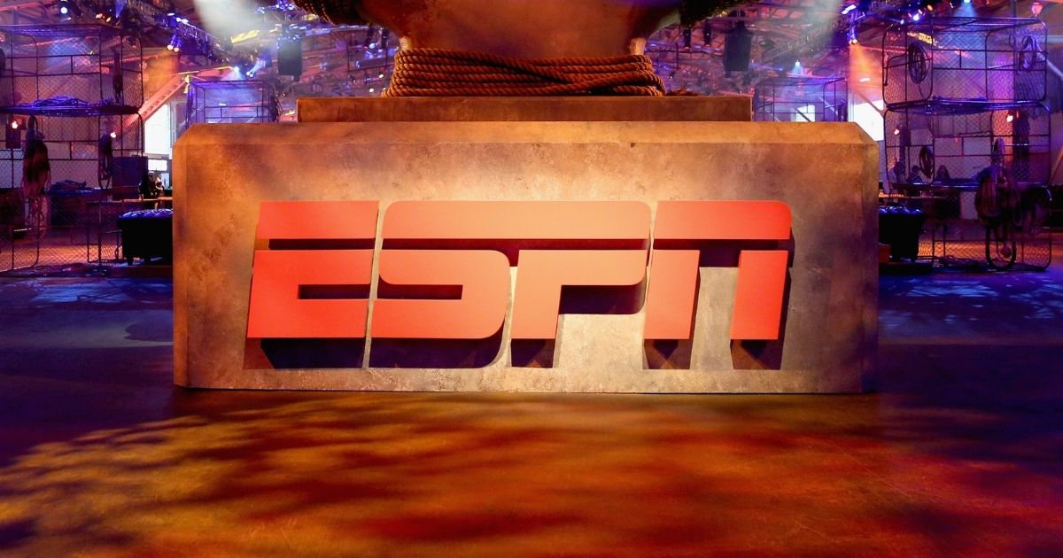 A view of the logo during ESPN The Party is seen on Feb. 5, 2016, in San Francisco, California.