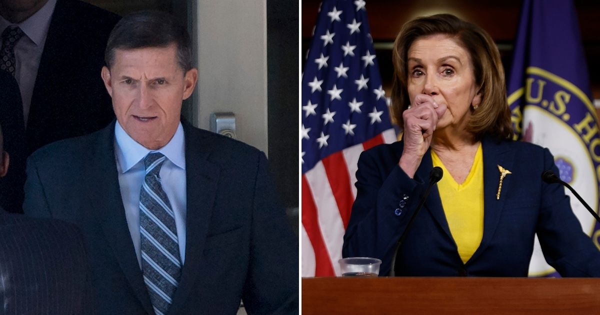 Former National Security Advisor Gen. Michael Flynn, left, has filed a restraining order against Democratic House Speaker Nancy Pelosi.