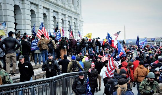 People protest outside the Capitol in Washington on Jan. 6, 2021.