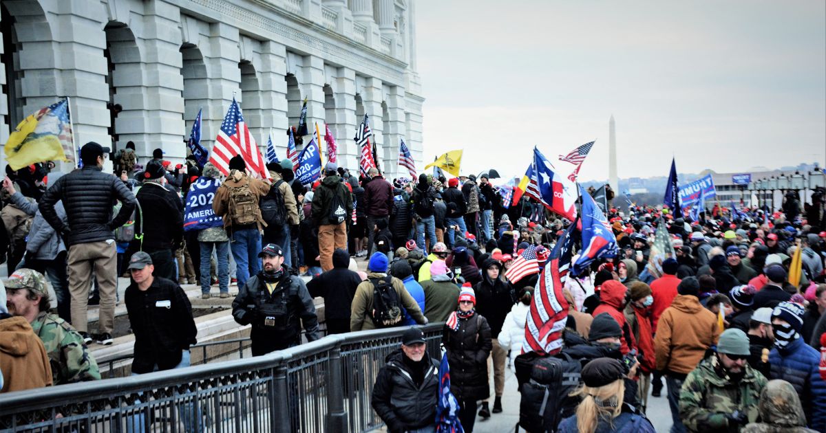 People protest outside the Capitol in Washington on Jan. 6, 2021.