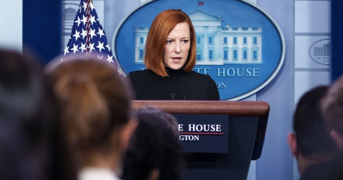 White House press secretary Jen Psaki speaks during the daily media briefing at the White House on Monday in Washington, D.C.