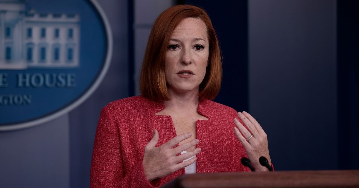 White House press secretary Jen Psaki speaks during a daily news briefing at the James S. Brady Press Briefing Room of the White House on Monday in Washington, D.C.