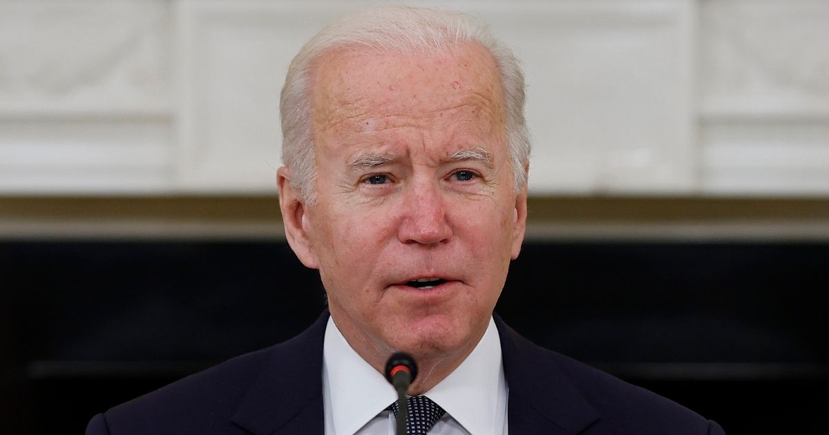 President Joe Biden speaks in the State Dining Room of the White House in Washington on Thursday.