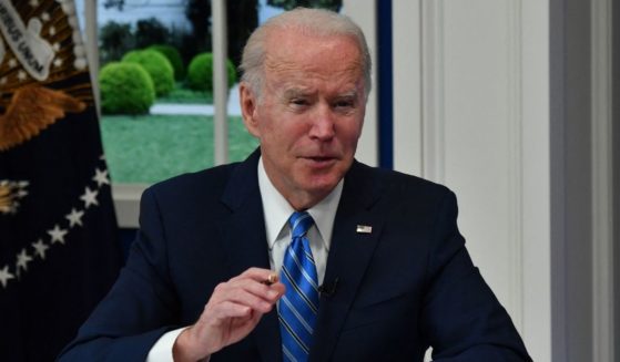 President Joe Biden speaks during a call with the National Governors Association at the White House in Washington on Monday.