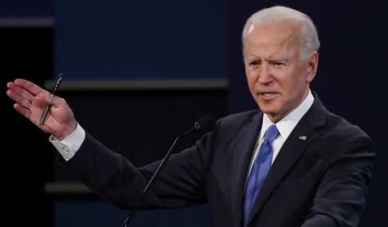 Then-Democratic presidential nominee Joe Biden participates in the final presidential debate against then-President Donald Trump at Belmont University on Oct. 22, 2020, in Nashville, Tennessee.