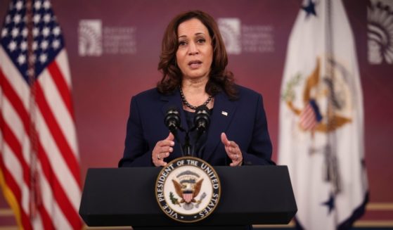 Vice President Kamala Harris delivers remarks in the Eisenhower Executive Office Building on Oct. 12 in Washington, D.C.