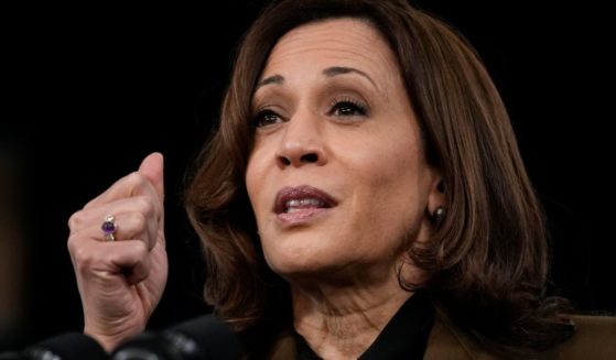 Vice President Kamala Harris speaks in the South Court Auditorium at the White House complex on Nov. 22 in Washington, D.C.