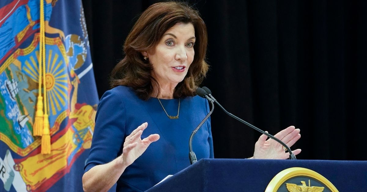 On Dec. 10, New York Gov. Kathy Hochul announces that masks will be required in all indoor public places across New York without a vaccine requirement.