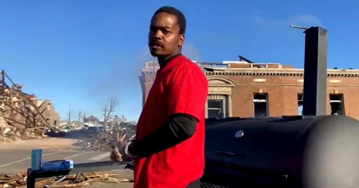 Good Samaritan Jim Finch drove half an hour with a truckload of food and a grill to bring some hope to the residents of Mayfield, Kentucky, after violent tornadoes ravaged the area.