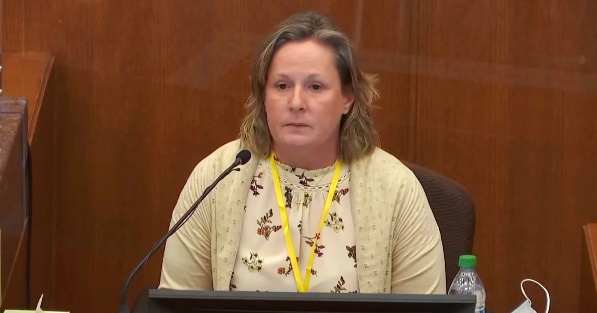 In this screen shot from video, former Brooklyn Center Police Officer Kim Potter testifies in court on Dec. 17 at the Hennepin County Courthouse in Minneapolis.