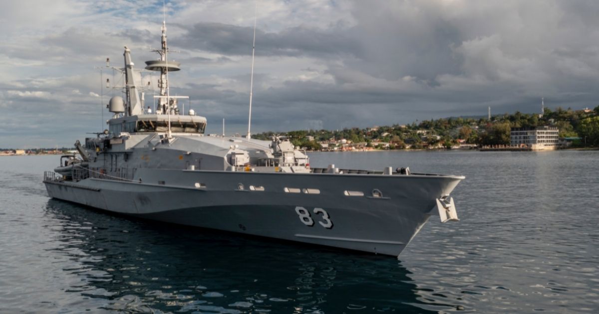 The Royal Australian Navy's Armidale Class Patrol Boat patrols the coast of Honiara in the Solomon Islands on Dec. 9.