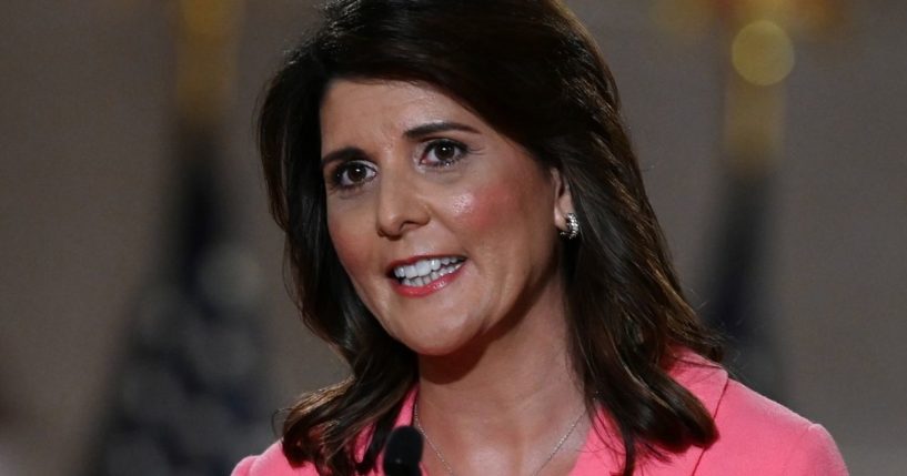 Nikki Haley speaks during the first day of the Republican National Convention on Aug. 24, 2020, in Washington, D.C.