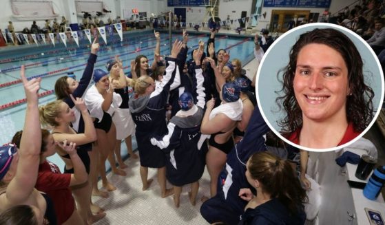 Members of the University of Pennsylvania women's swimming team reportedly considered boycotting to protest the participation of transgender swimmer Lia Thomas, inset.