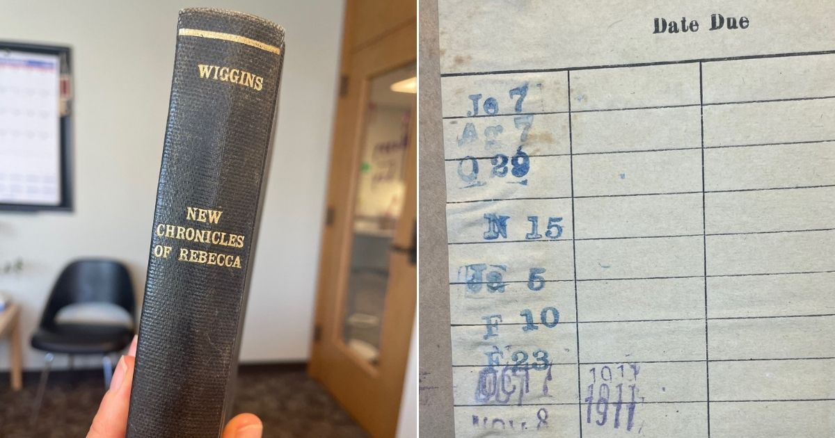 "New Chronicles of Rebecca" by Kate Douglas Wiggin was checked out of the public library in Boise, Idaho, in 1911, and returned 110 years later.