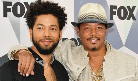 Actors Jussie Smollett, left, and Terrence Howard attend the Fox Network Upfront at Wollman Rink in New York's Central Park on May 14, 2018.
