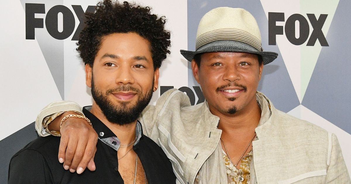 Actors Jussie Smollett, left, and Terrence Howard attend the Fox Network Upfront at Wollman Rink in New York's Central Park on May 14, 2018.