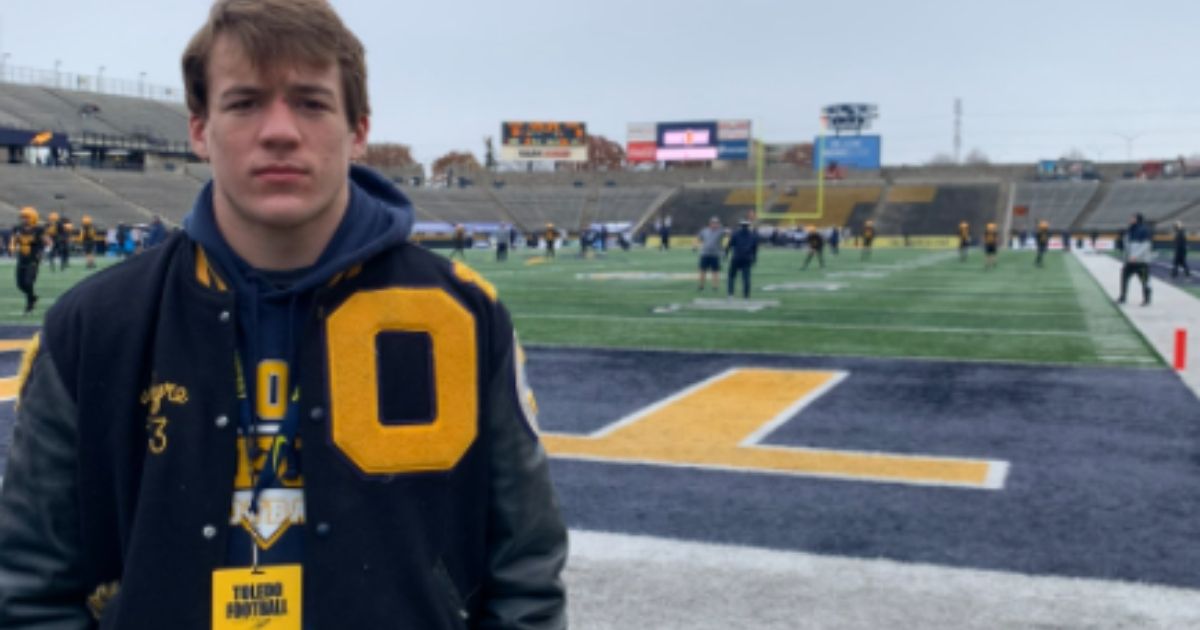 Tate Myre, who played running back and middle linebacker on the Oxford High School football team, was among four students who died in the shootings at the Michigan school this week. In this picture he is shown at the Toledo-Akron college football game in Toledo, Ohio, last week.