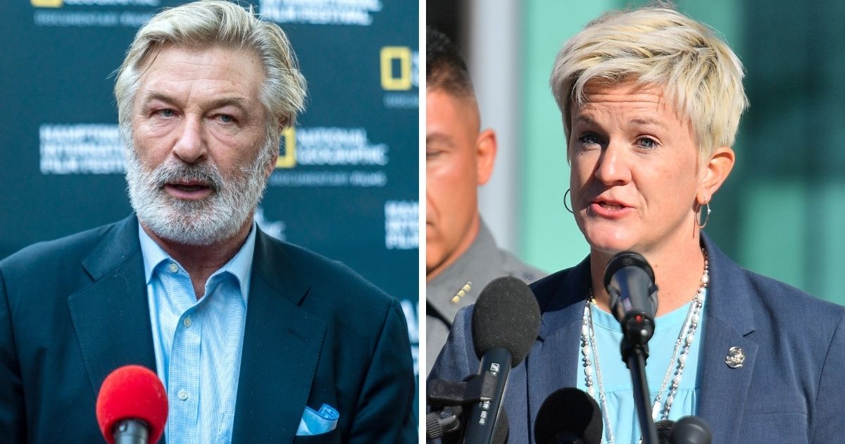 Actor Alec Baldwin, left; district attorney Mary Carmack-Altwies, right.