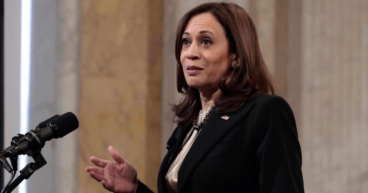 Vice President Kamala Harris delivers remarks Tuesday at a Treasury Department event announcing a loan program for small- and minority-owned businesses.