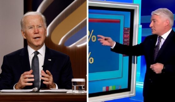 President Joe Biden, left, pictured taking part in last week in a virtual international summit in Washington; CNN national correspondent John King, right.