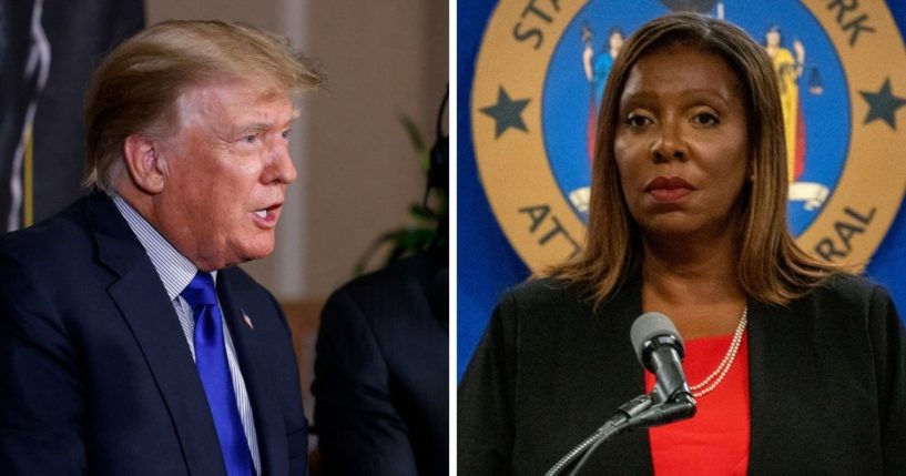 Former President Donald Trump, left; New York state Attorney General Letitia James, right.