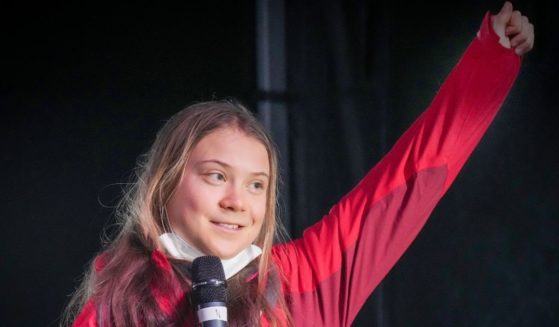 Environmental activist Greta Thunberg speaks at a climate rally in Glasgow, Scotland, on Nov. 5, 2021.