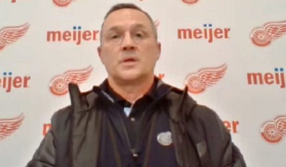Detroit Red Wings General Manager Steve Yzerman appears at a virtual news conference on Saturday.