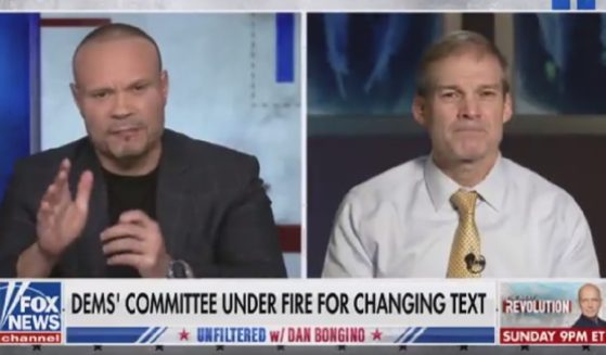 Fox News host Dan Bongino, left, interviews Ohio Republican Rep. Jim Jordan, right, on Saturday's "Unfiltered with Dan Bongino."